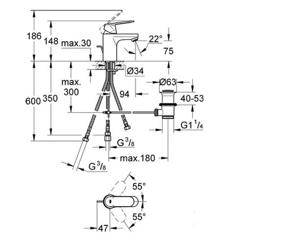 Фото Змішувач GROHE EUROSMART COSMOPOLITAN